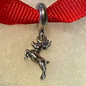 Authentic PANDORA Sterling Silver Dangle Reindeer Charm